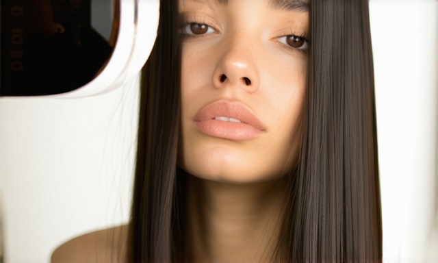 Client enjoying keratin treatment session